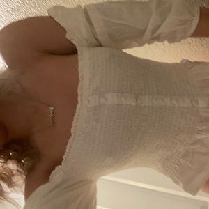 off the shoulder white blouse